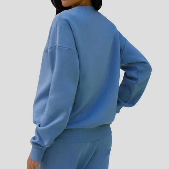 New IVL Collective French Terry Crewneck Fleece Dusty Blue Sweatshirt NWT Small - Picture 5 of 8